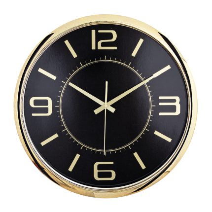 HELLEN404 SİYAH-ALTIN METALİZE ÇERÇEVE DUVAR SAATİ (420 MM)